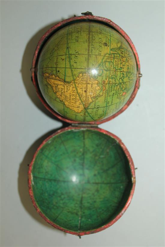 A Lanes Pocket Globe, London 1809, 2.75in. wide,